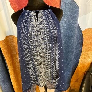 Venus Womens Sleeveless Part Blouse Tops Blue Halter Career Work Tank Size L